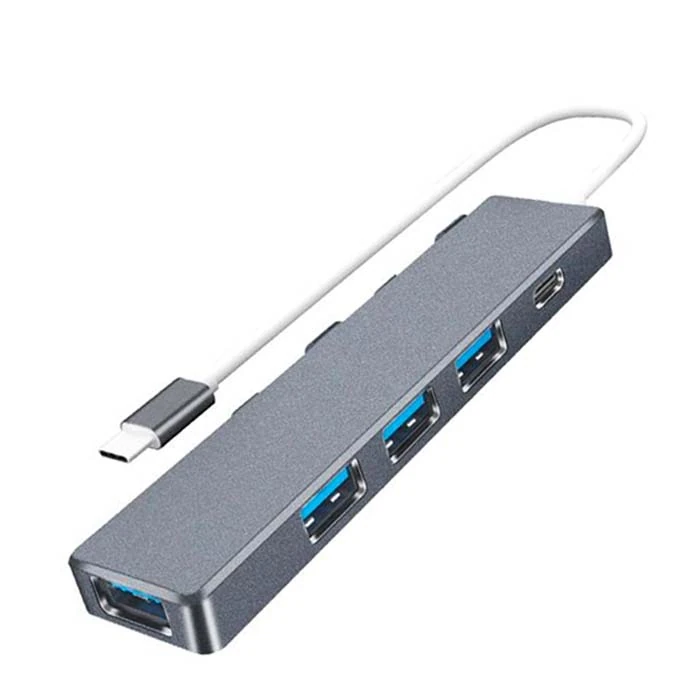 Ally ADS-301C 5 in 1 Type C Dönüştürücü 4 Usb Portlu Adaptör Hub Çoklayıcı - Füme