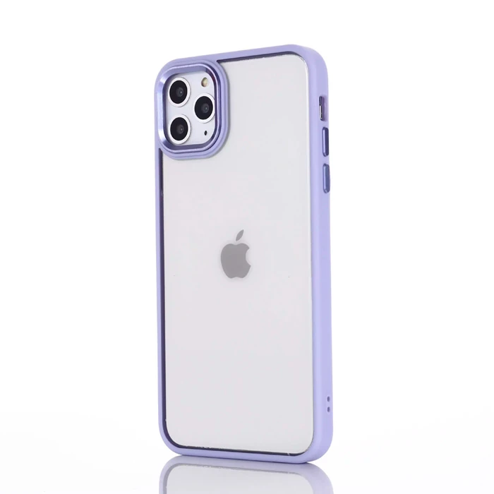 Ally iPhone 13 Pro Max 6.7inç Kılıf Parlak Renkli Çerçeveli Ultra Lüx TPU Silikon Kılıf - Açık Mor