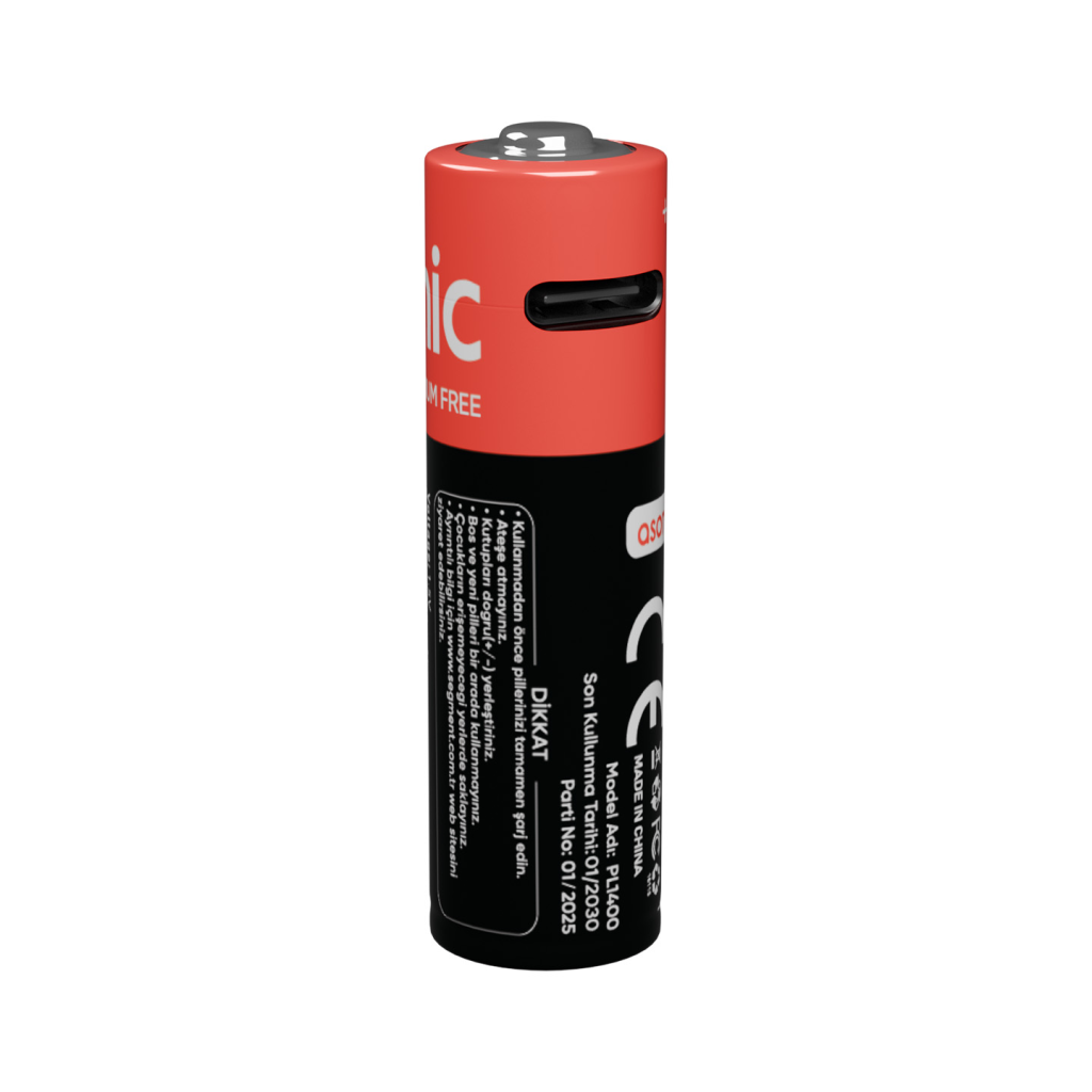 Asonic Asonıc PL1400 AA Şarjlı Pil 1.5Volt 1400mAh/2600mwh Type-C ile Kolay Şarj 2 li Paket (USB To Type-C Kablo Hediye)(1923)