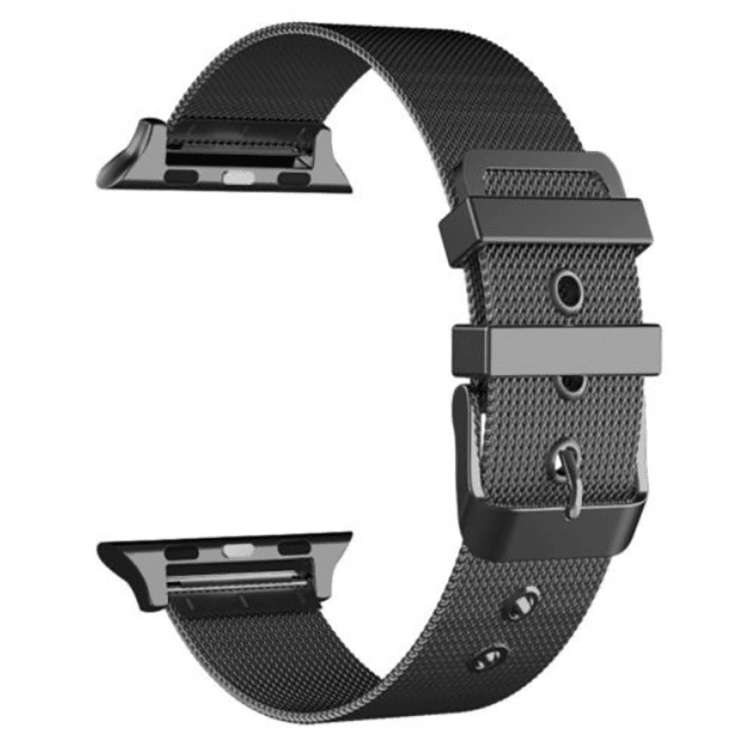 Ally Apple Watch 7-8 45mm 6-5-4 44mm Watch Ultra 49mm Kayış Kordon Çelik Klasik Toka 3-2-1 42mm - Siyah