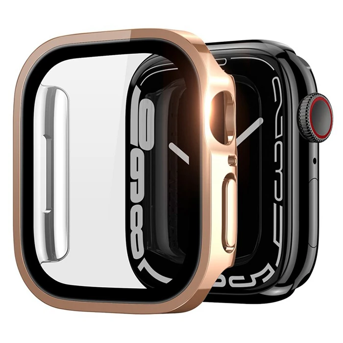 Dux Ducis Hamo Series Apple Watch 45mm için Hard PC Full Koruma Sert Armor Zırh Kılıf - Rose Gold