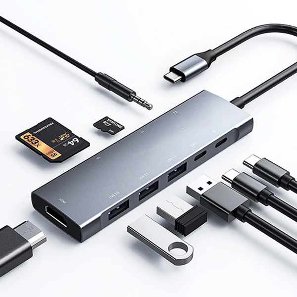 Ally 9 İn1 Type C Hub 4k 30hz Hdmi Usb 3.0SdPD Adaptör - Gri