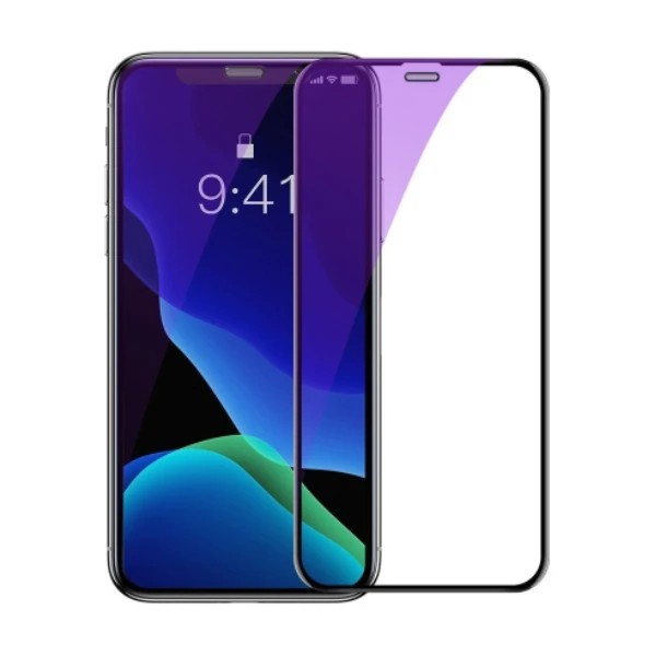 Baseus İPhone XS-X 5.5 Ekran Koruyucu Full Anti Blue Light Tempered Cam Ekran Koruyucu 2 A - Siyah