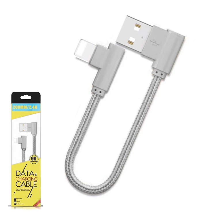 Ally İphone Lightning Eğik Başlı Halat Usb Kablo 20cm - Gri