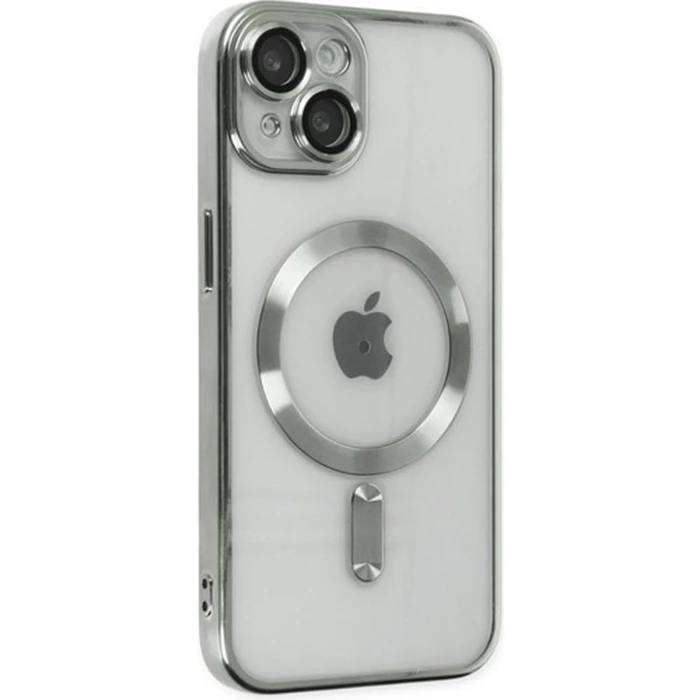 Ally iPhone 14 Plus 6.7inç Renkli Kenar Lazer Çerçeveli Magsafe Uyumlu Silikon Kılıf - Gold