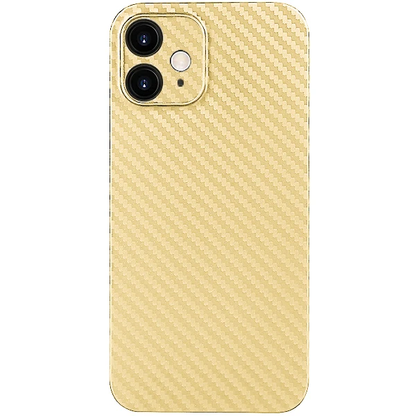 İPhone 12 Mini Luxury Renkli Tempered Arka Koruma Kamera Koruma - Gold