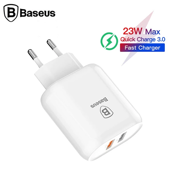 Baseus Bojure Series Dual-USB QC 3.0 18W Hızlı Şarj Aleti Başlık - Beyaz