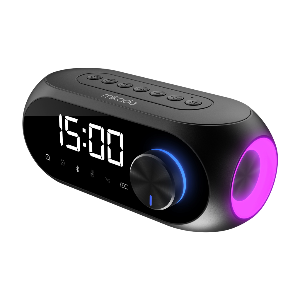 Mikado Mıkado MD-W7 Siyah 5W FM Radyo USB AUX Bluetooth Kablosuz Taşınabilir 1200mAh Batarya Alarmlı Saat Derece ve Speaker(1923)