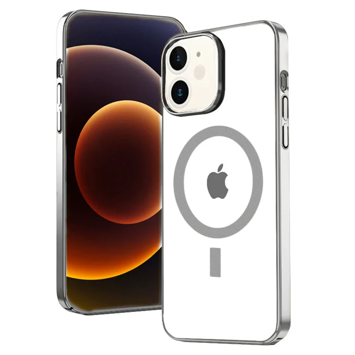 Ally iPhone 12 - 12 Pro 6.1inç Magsafe Uyumlu Renkli Kenar Silikon Kılıf - Gold