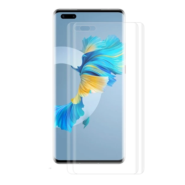 Gor Huawei Mate 40 Pro 3D Kavisli Full Kaplama Darbe Emici Ekran Koruyucu 2 Adet Set Mate 40 Pro+ - Şeffaf 2