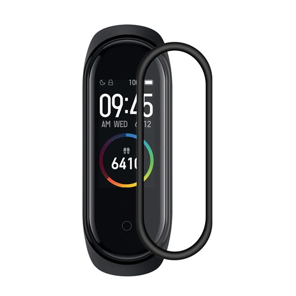 Xiaomi Mi Band 6-Mi Band 5 3D Kavisli Full Kaplama Koruyucu - Siyah