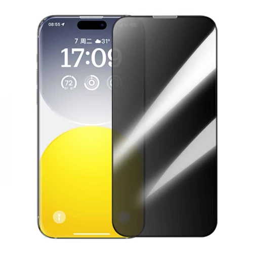 Baseus Crystal iPhone 15 Privacy Full Koruma Tempered Cam Ekran Koruyucu - Şeffaf 2