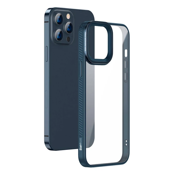 Baseus Crystal iPhone 13 Pro Max Kılıf Jel Çerçeve Zırhlı Silikon Kılıf - Mavi