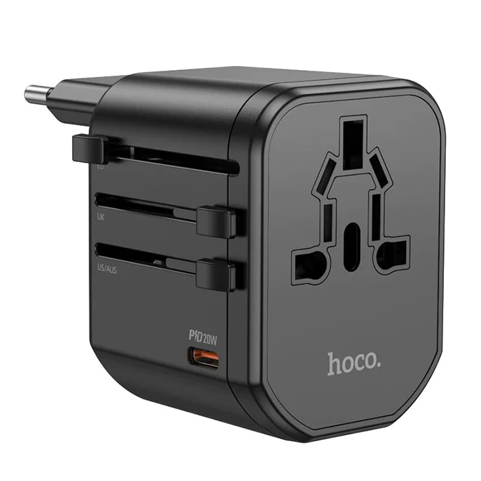 Hoco AC15 20W PD QC 3.0 Hızlı Şarj Universal Priz - Siyah