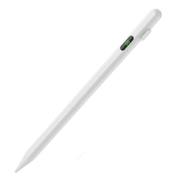 Ally K-2268 Dijital Göstergeli Universal Kapasitif Stylus iPad Tablet Dokunmatik Kalem - Beyaz