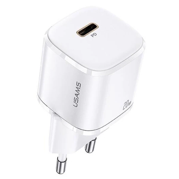 Usams T36 20W Mini PD Hızlı Şarj Aleti 20W USB-C Güç Adaptörü - Beyaz