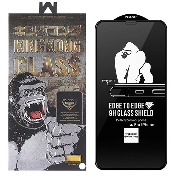 WK İPhone 12 Pro Max 6.7 Kingkong Curved Tempered Cam Ekran Koruyucu - Siyah