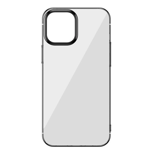 Baseus Glitter İPhone 12 Pro Max Şeffaf Lüx Silikon Kılıf Soft TPU Kılıf - Siyah