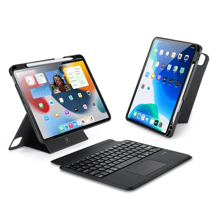 Dux Ducis iPad Pro 12.9 DK Series Kablosuz Bluetooth Klavye Touchpad Kılıf - Siyah
