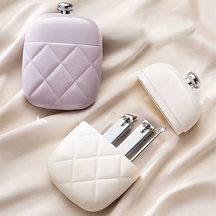 Ezere 4in1 Taşınabilir Tırnak Makası + Törpü + Kulak Kaşığı Bakım Seti - Mor
