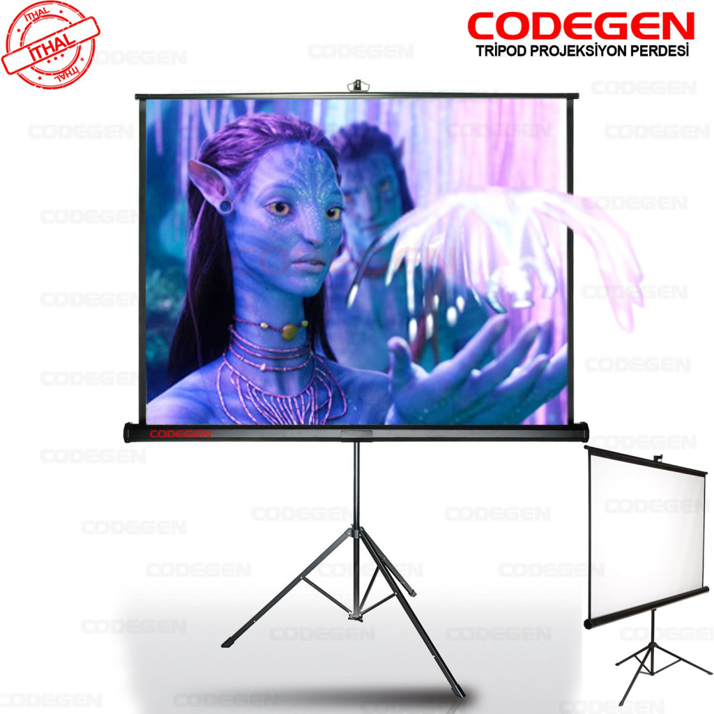 Codegen TX-18 Trıpod Projeksiyon Perdesİ 180X180 (Arkası Siyah Fonlu - Taşınabilir Ayaklı Model)(1923)