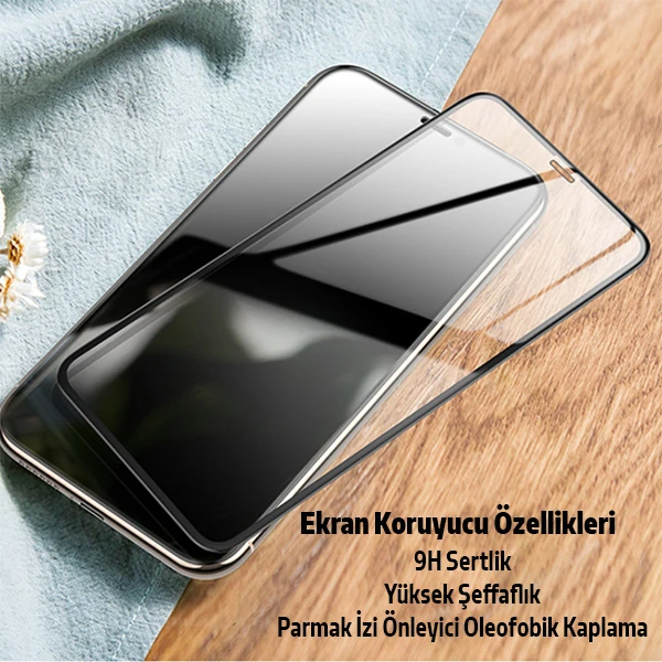 İPhone 11 Pro 2İN1 Full Glue Tempered Cam Ekran Koruyucu +Kamera Lens Set - Siyah