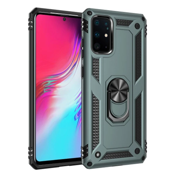 Ally Sm Galaxy S20+ Plus Yüzüklü Kılıf Armor Shockproof Ring kılıf - Siyah