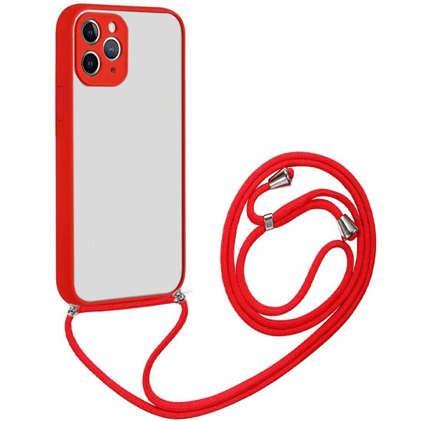 Ally iPhone 12 Pro 6.1 Askılı Koruyucu Silikon Kılıf - Kırmızı