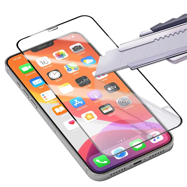 İPhone 12/ 12 Pro 6.1 Full Glue Tempered Cam Ekran Koruyucu Full Kaplama - Siyah