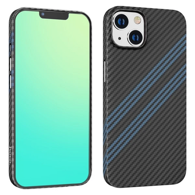 Hoco iPhone 14 Plus 6.7 Kılıf Kevlar Texture Darbe Emici Telefon Kılıfı