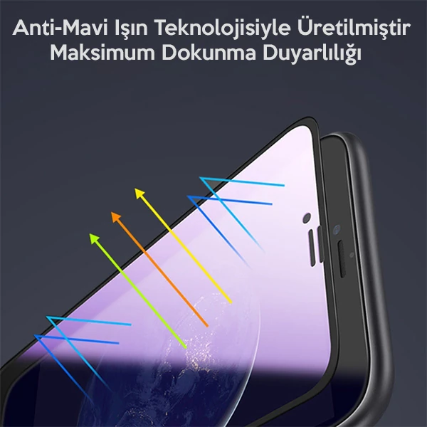 İPhone 11 Pro Anti Blue Light 3D Full Cam Ekran Koruyucu - Siyah