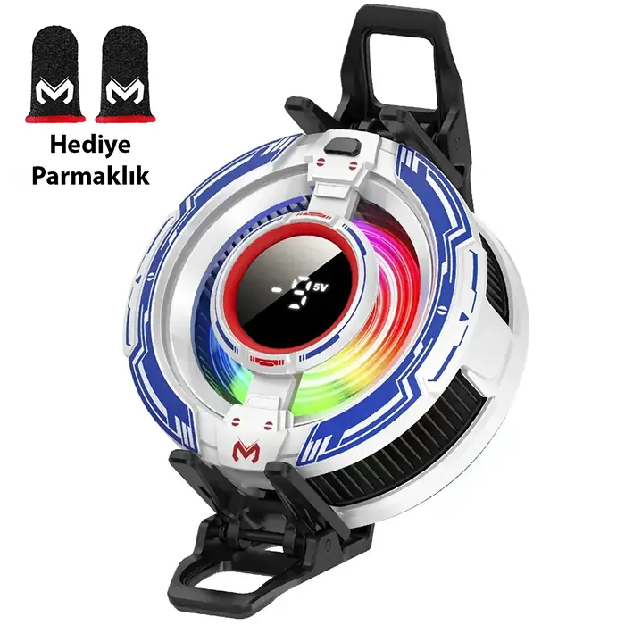 Memo CX16 iOS Android Soğutucu 15W15W Manyetik RGB Telefon Soğutucu – Anında Hızlı Soğutma Sessiz Fan Tüm Akıllı Telefonlarla Uyumlu - Beyaz