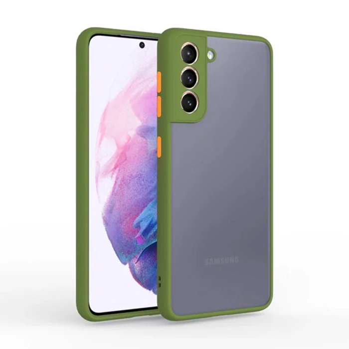 Ally SM Galaxy S21 - S30 Kamera Korumalı Premium Silikon Kılıf - Asker Yeşili