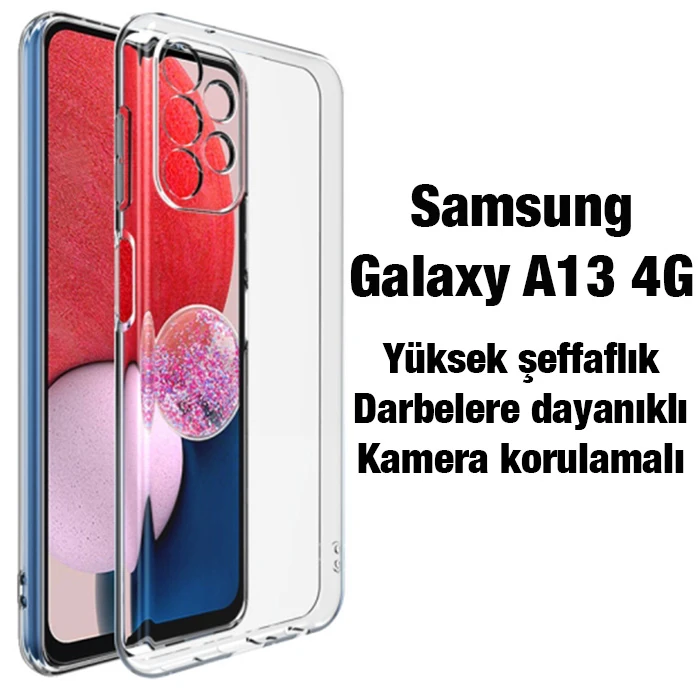 Ally SM Galaxy A13 4G Kılıf Kamera Korumalı Ultra İnce Şeffaf Silikon - Şeffaf 2