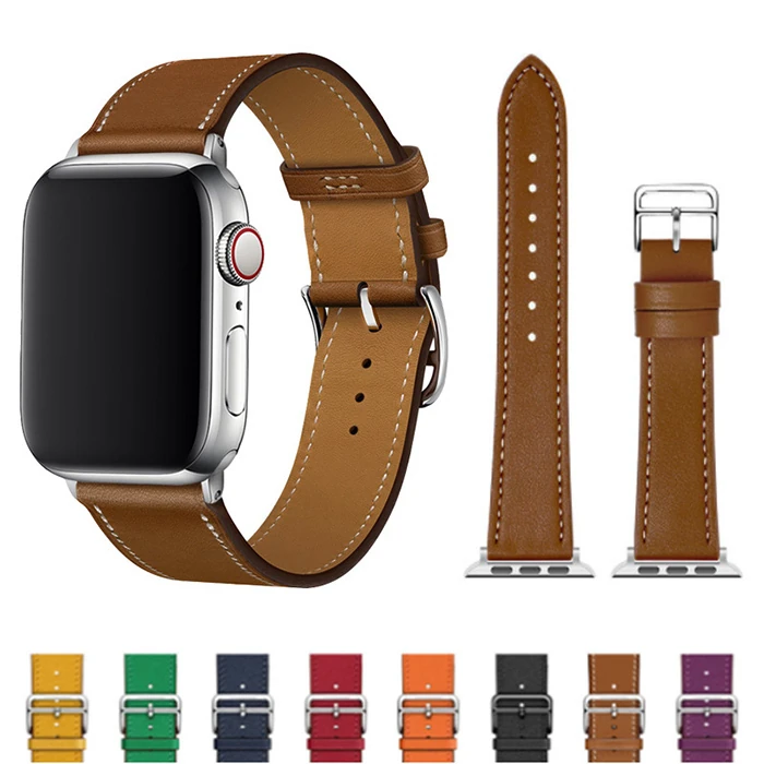 Ally Apple Watch 7-8 41mm 6-5-4 40mm Single Coil Deri Kayış Kordon 3-2-1 38mm - Gri