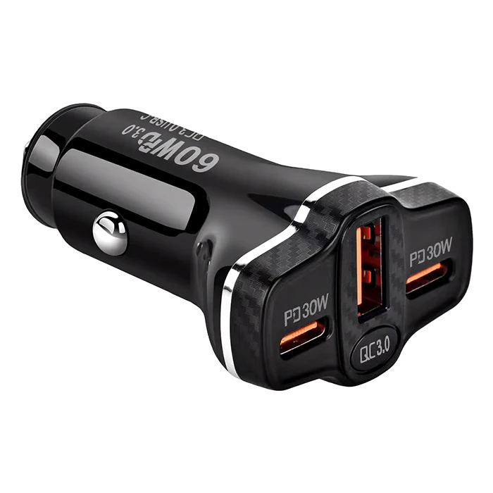 Ally PD62 2xType-C + USB 78W Araç Çakmaklık Hızlı Şarj Aleti Araç Şarjı - Siyah