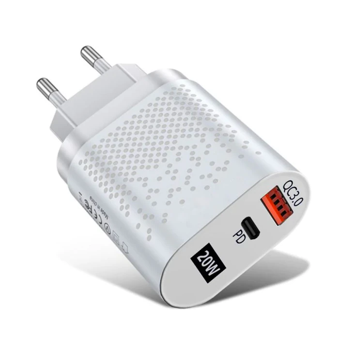 Uslion 20W USB QC3.0 Şarj PD3.0 Hızlı Şarj Aleti Şarj Başlık - Siyah