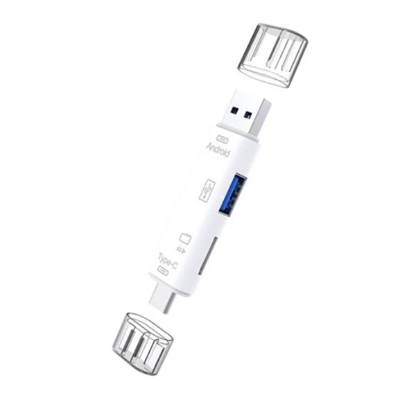 Smart Otg 3in1 Type-C Ve Micro Usb Tf Card Reader Otg - Siyah