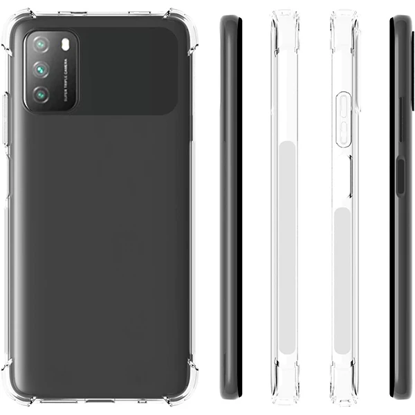 Xiaomi Poco M3 Kamera Korumalı Shockproof Darbe Emici Silikon Kılıf - Şeffaf 2