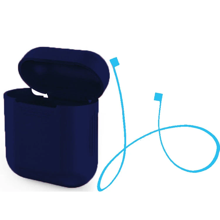 Ally Apple Airpods İçin Renkli Strap Kulaklık Askısı+ Silikon Kılıf - Mavi