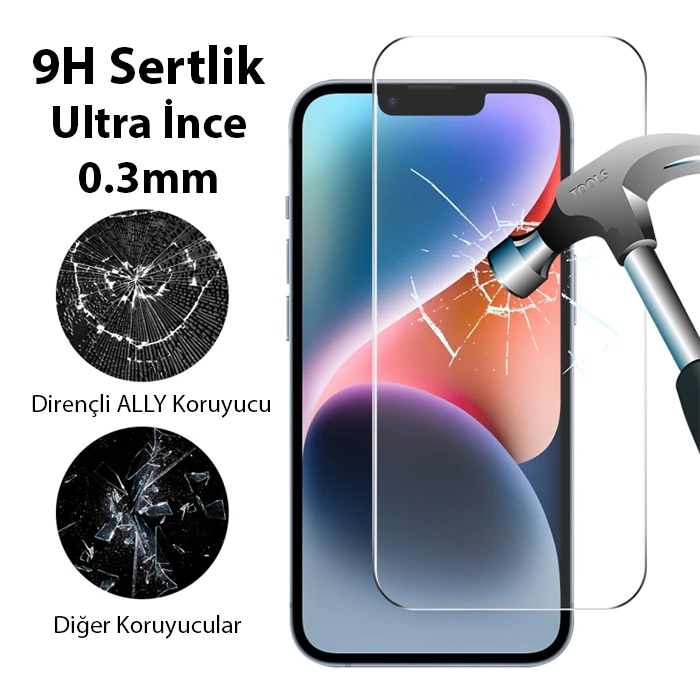 Ally iPhone 15 Plus Full HD Tempered Kırılmaz Cam Ekran Koruyucu - Şeffaf 2
