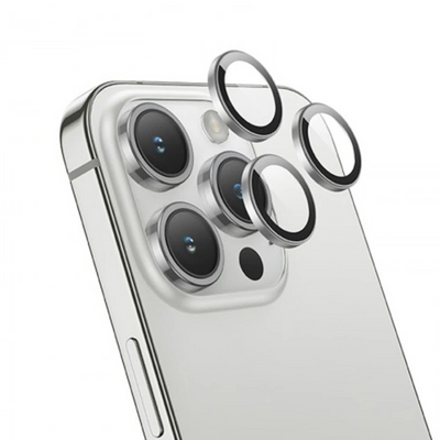 Hoco Crystal Clear iPhone 15 Pro-15 Pro Max HD 3D Metal Çerçeveli Kamera Koruyucu Lens