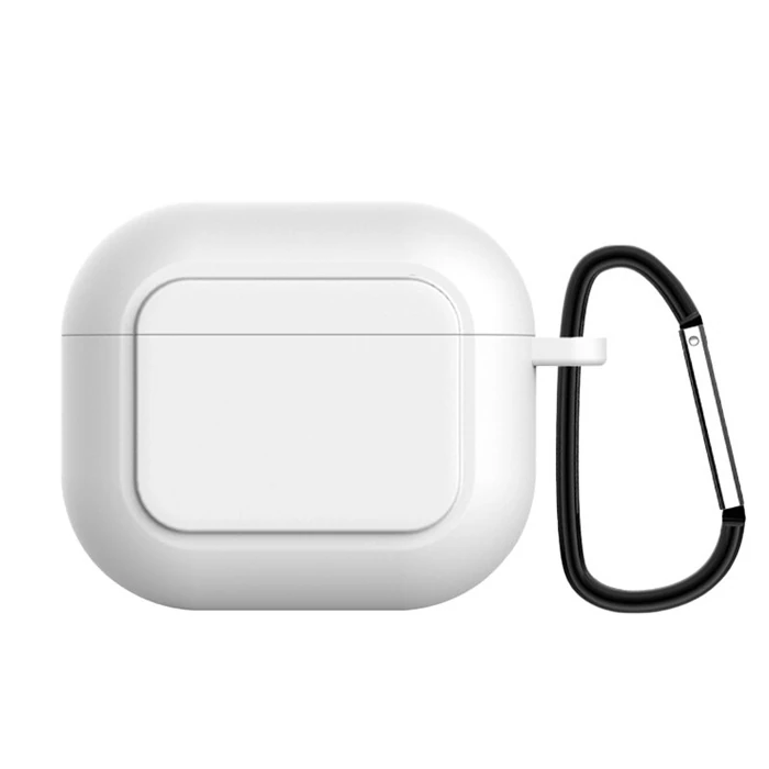 Ally Apple AirPods 3 için Kancalı Ultra İnce Silikon Kulaklık Kılıfı - Beyaz