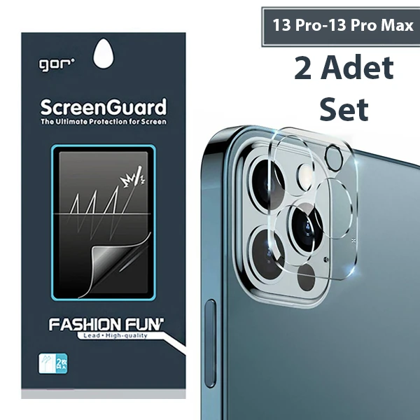 GOR İPhone 13 Pro 13 Pro Max 3D Tempered Cam Kamera Koruyucu 2Adet Set - Şeffaf 2