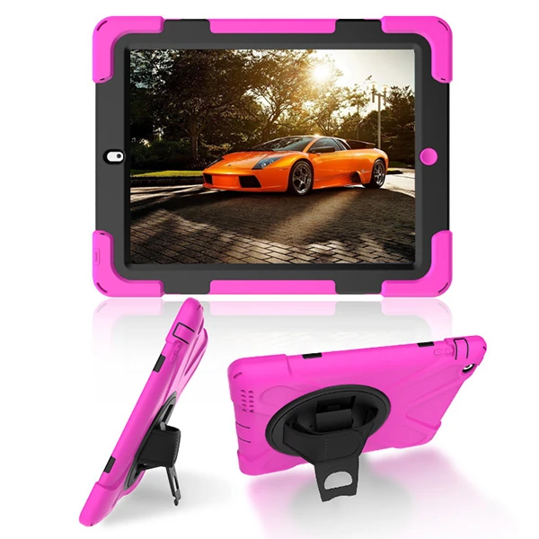 İPad 2/İPad 3/İPad 4/Shockproof 3 Katmanlı Standlı Zırh Kılıf - Pembe