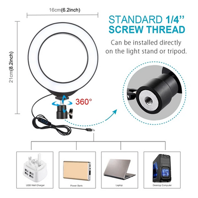 Puluz 1.1M Çift Telefon tutucu 6.2CM Led Işık Stand YoutuberCanlı Yayın Selfie TikTok Makeup