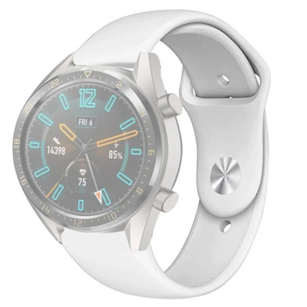 22MM Silikon Kayış Kordon Gear S3 Watch 4 -GT2 GT2E 46MM KayışKordon Watch Active 2 22MM - Beyaz