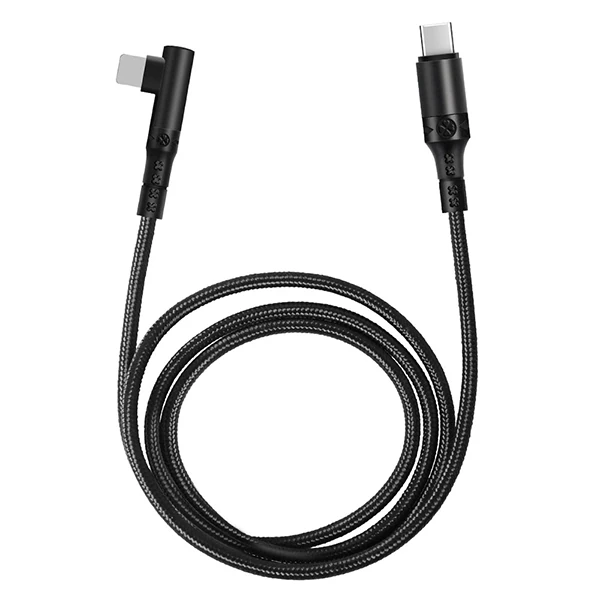 Ally Type-C to İPhone 20w Lightning Hızlı Şarj Kablosu Oyuncu 90 Derece Kablo - Siyah