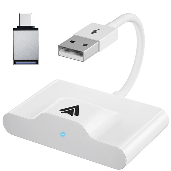 Ally Usb+Type-C Android Kablosuz Carplay Adaptör Çevirici - Youtube Netflix Tiktok Video Yansıtıcı - Beyaz