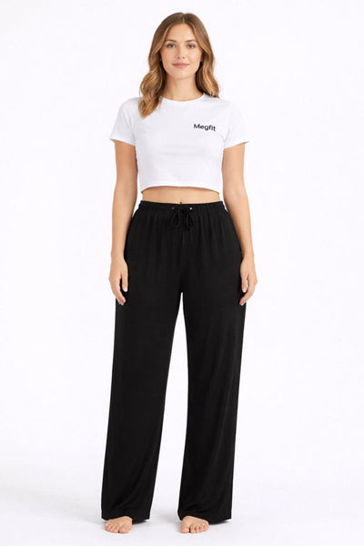 Viskon Pamuklu Kadın Siyah Pijama Pantolon - MG002 - Mudanis